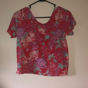 Floral Short Sleeve Top with Open Back